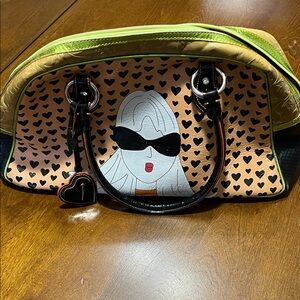 Vintage Stylish Graphic Satchel with Heart Design